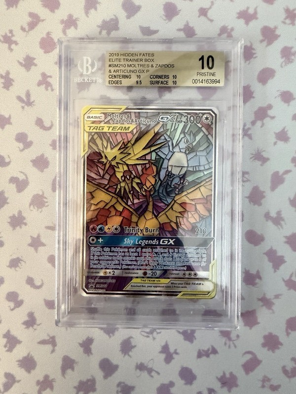 Pokemon Moltres & Zapdos & Articuno GX BGS 10 SM210 Hidden Fates Promo Holo