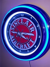 Letrero de reloj LED retro estilo neón tienda cueva hombre avión petróleo gasolinera Sinclair