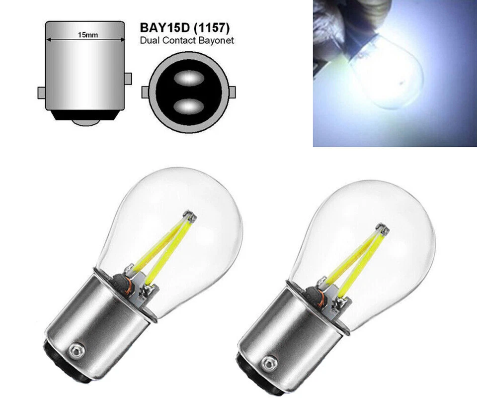 2X P21/5W BAY15D 1157 COB Auto LED Bremslicht Rückleuchte Lampe Weiß 12V/24V - Bild 2 von 4