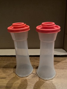 VINTAGE TUPPERWARE SALT AND PEPPER SHAKERS, ORANGE LIDS | eBay