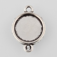 50 pcs Antique Silver Tibetan Style Alloy Flat Round Cabochon Connector Settings