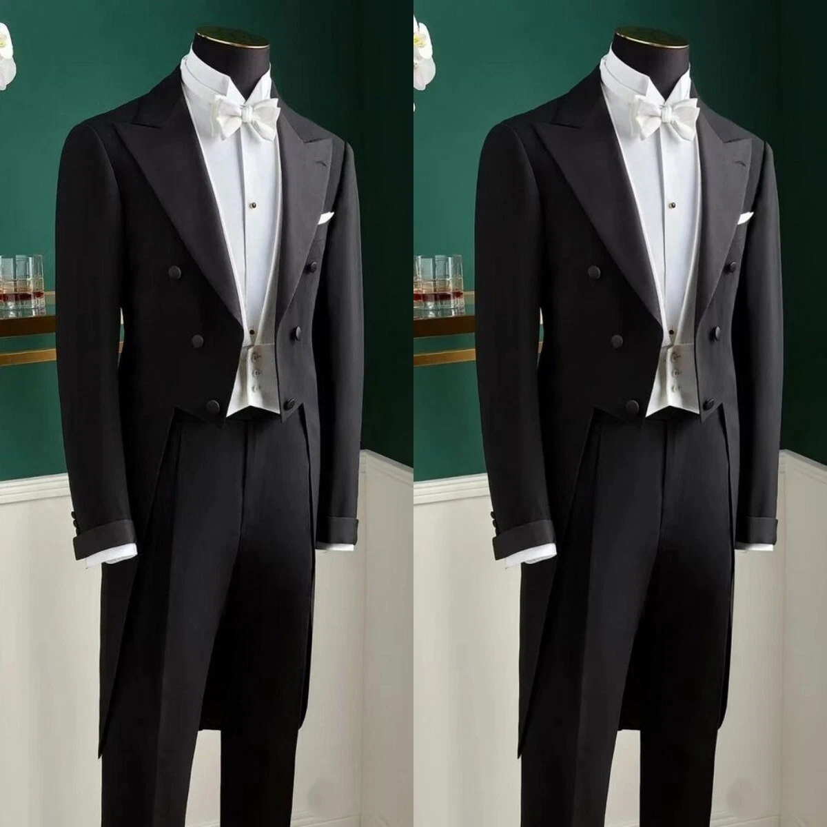Formal Men's Suits Evening 2Pcs Black Classic Tailcoat Party Prom Tuxedo Jacket