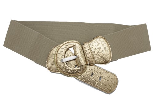 Mujeres Oro Metálico Moda Cinturón Elástico Cadera Cintura Alta Hebilla Grande Talla M L XL - Imagen 4 de 24