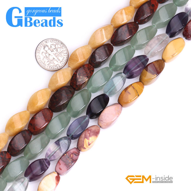 15mm Square Twist Gemstone Beads - Assorted Natural Stones For Jewelry Making 8 thumbnail image