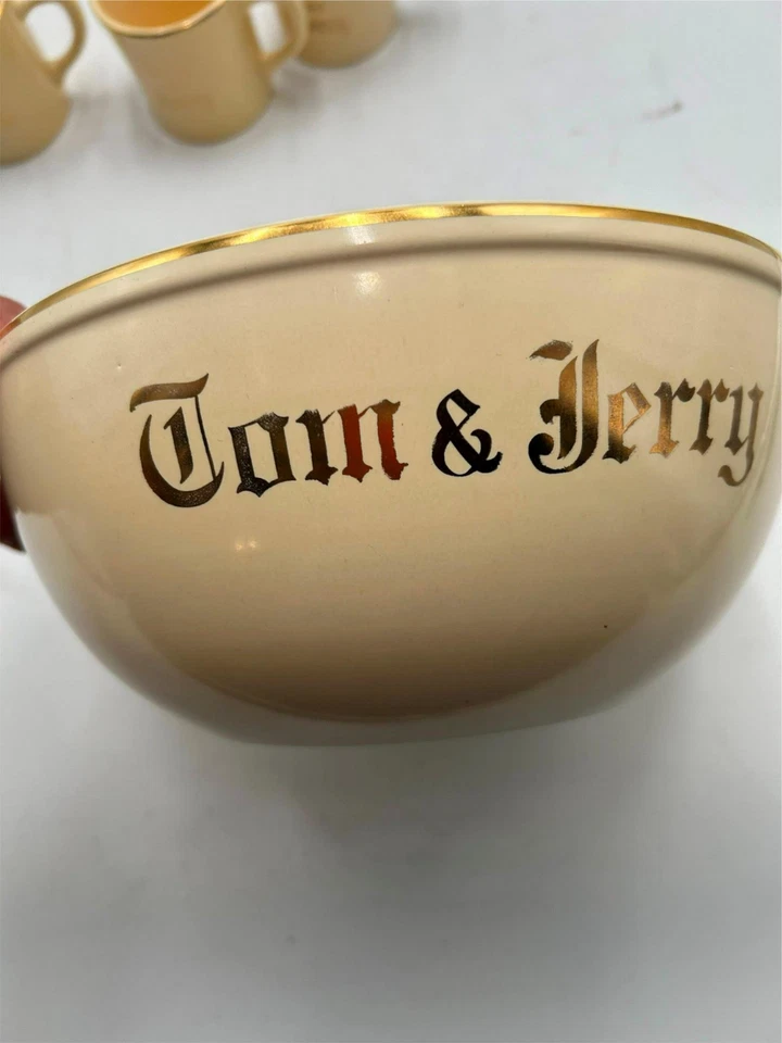 5 PIEZAS HOMER LAUGHLIN TOM & JERRY HLCTOJ TAZÓN Y 4 TAZAS HECHAS EN EE. UU. EN MUY BUENA CONDICIÓN Foto 3 de 4