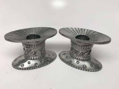 Vintage SEAGULL PEWTER Set of 2 TAPER CANDLE HOLDERS ETAIN ZINN 1996 CANADA - Picture 8 of 9