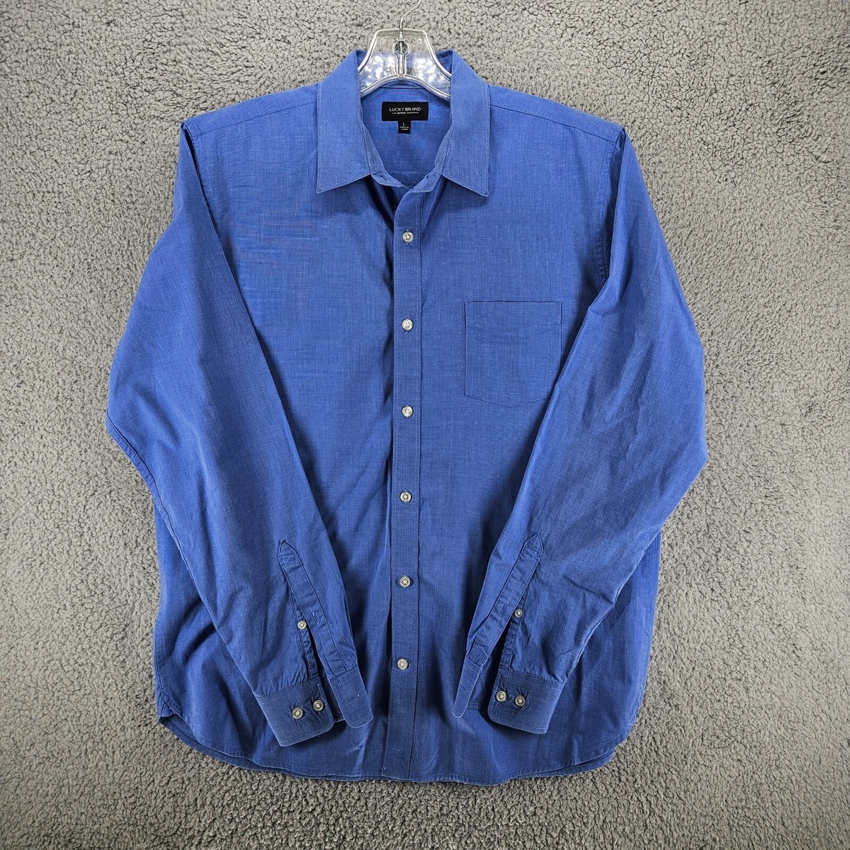 Lucky Brand Slim Fit Long Sleeve Button Shirt Men's Size L Blue