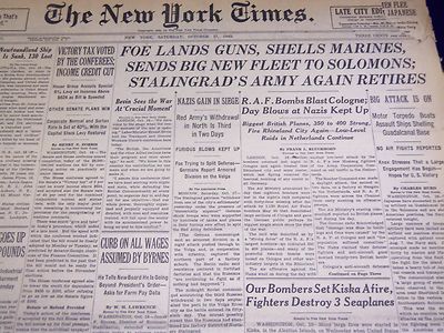 1942 OCTOBER 17 NEW YORK TIMES - FOE LANDS GUNS, SHELLS MARINES - NT 946