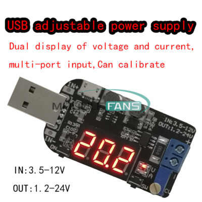 DC 5V to 1V 12V 24V USB Power Supply Module Boost Buck Voltage 15W Adjustable