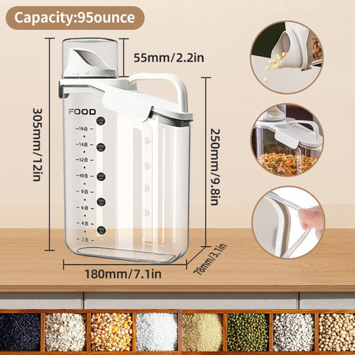 1/2PCS Airtight Storage Containers, 67oz/95oz Cereal Rice Holder, Food Dispenser - Picture 19 of 20