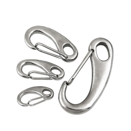 30-100mm Small Carabiner Clip Key Ring Hooks Spring Buckles Stainless Steel A2 - Picture 1 of 6