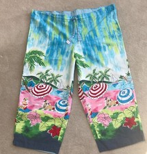 NICK NORA TROPICAL BEACH SCENE COTTON PAJAMA CAPRI L LG EXC NWOT RARE