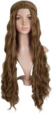 MapofBeauty 30 In. Women's Side Bangs Long Wavy Curly Cosplay Braided Wig -Brown