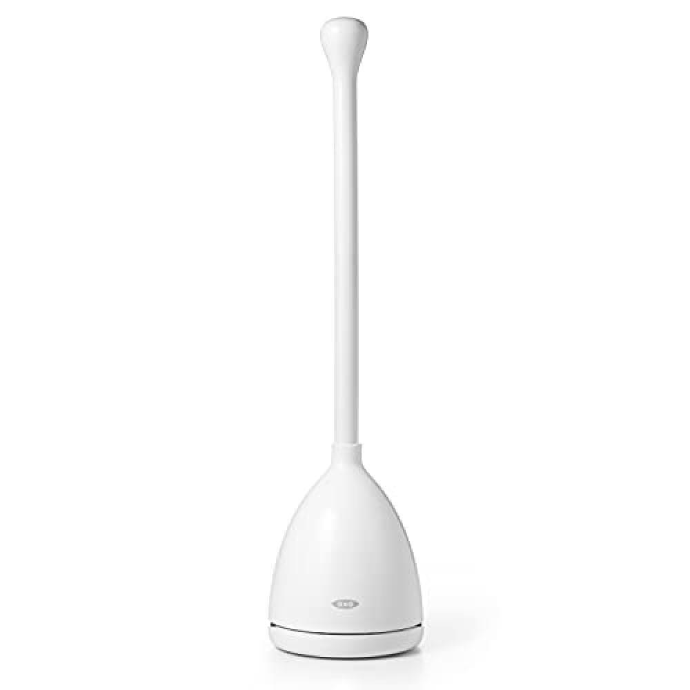 (TG. Toilet Plunger) OXO Good Grips - Pistone per WC con supporto, colore: Bianc