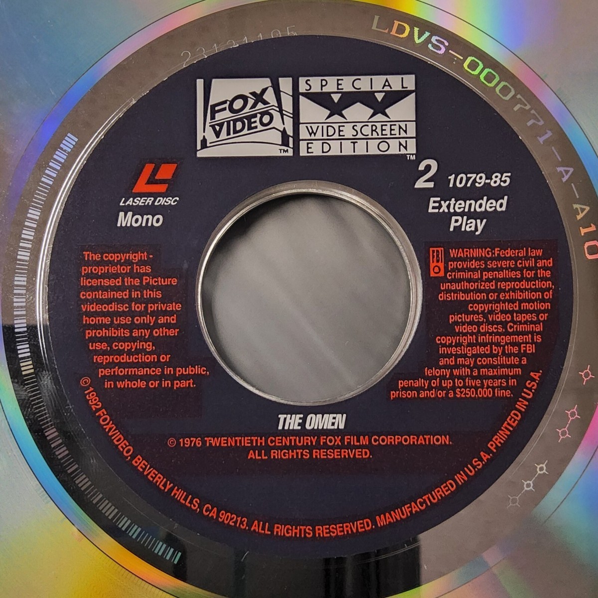 The Omen (1976 Film) Laserdisc NTSC Horror Gregory Peck Lee Remick