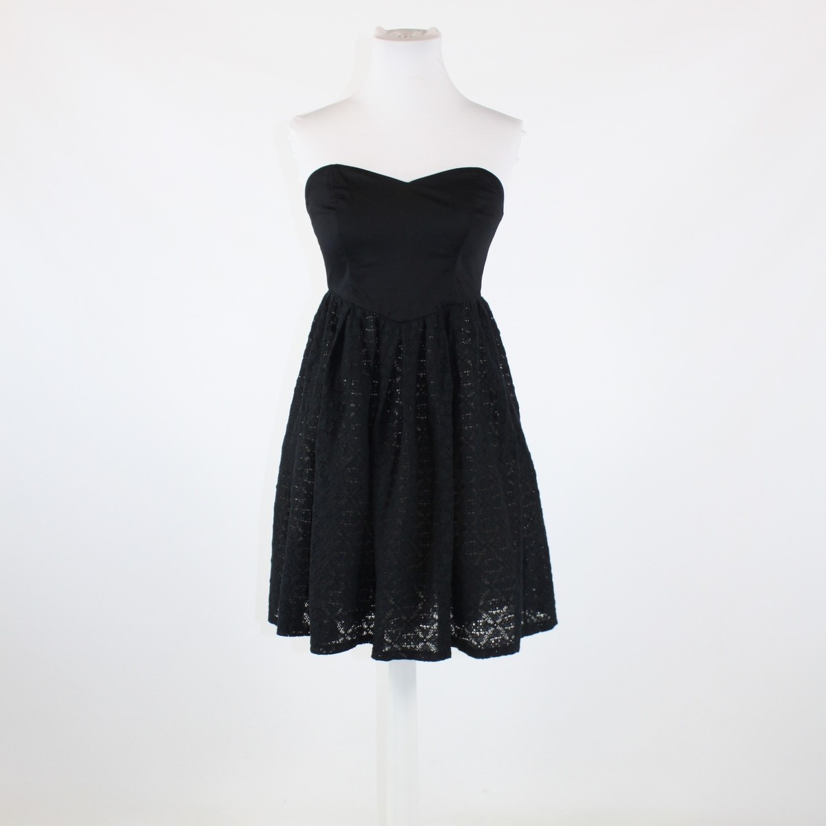 Black over beige MOULINETTE SOEURS strapless above knee empire waist dress 2