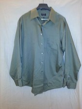 Arrow Mens Fitted Wrinkle Free Green Button 17.5 34/35 Long Sleeve Shirt XL EUC