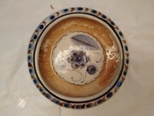 Mexican Tonala Pottery Ceramic Ashtray Trinket Dish Brown Blue 6 inches