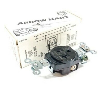 5361BL Arrow Hart Single Receptacle 20A, 125V, 2P, 3W, GRD, Nema: 5-20R, Black 