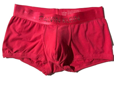 CALVIN KLEIN Men Pink Cotton Boxer Trunk Brief Underwear sz L #698 Studded Logo