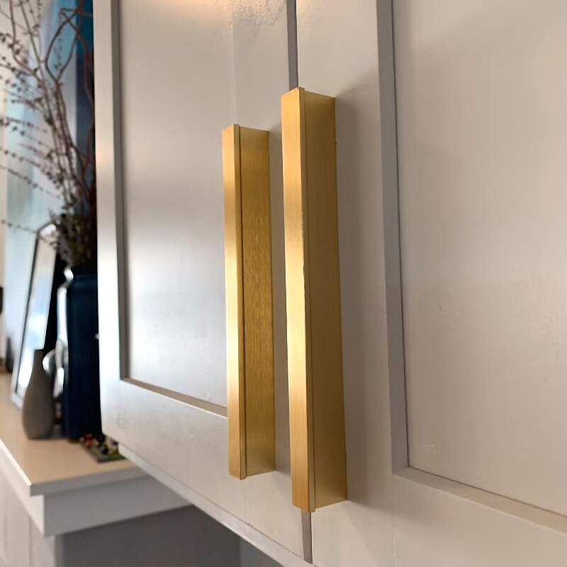 图片 9 - Brushed Brass Gold Drawer Pull Handle Modern style Cabinet Dresser Knob Pull 