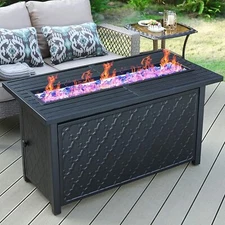 Gas Fire Pit Table 50000 BTU Rectangular Patio Outdoor Propane Firepits