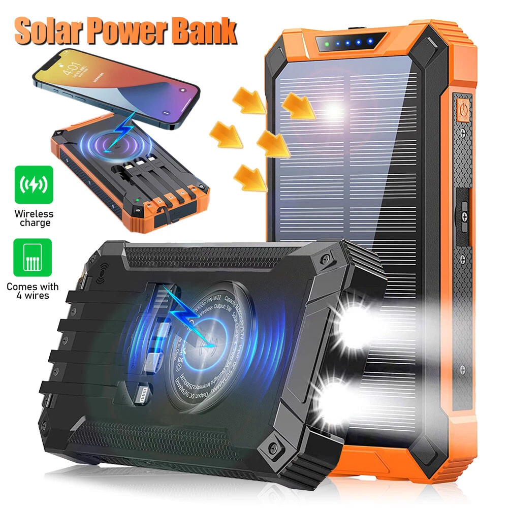 36000mAh Power Bank with Wireless Charging and 4 Cables for Phones