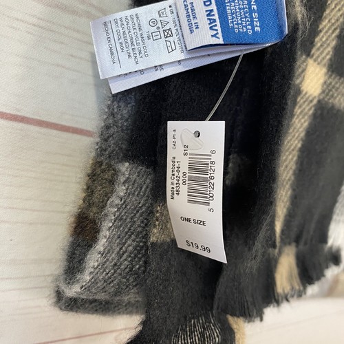 Old Navy Womens Plaid Blanket Scarf One Size Black/Brown Soft Polyester Knit - Picture 6 of 7