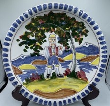 Vintage Norway Traditional Bunad Boy Display Plate Folk Art Wall Decor