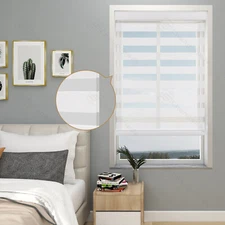 Custom Cordless Dual Layer Zebra Shades Light Filtering Roller Blinds for Window