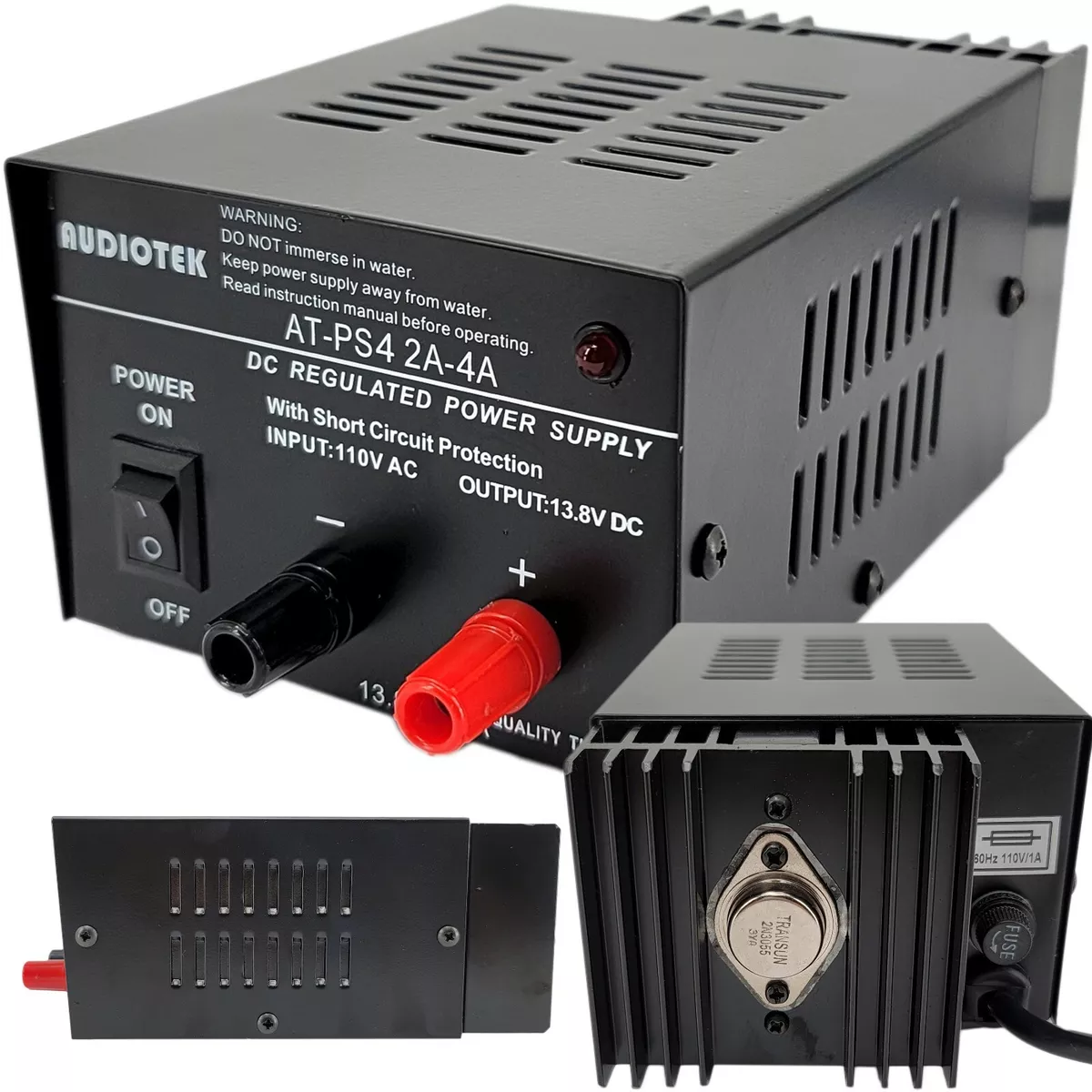 AT PS4 13.8V 4A amp Heavy Duty DC Regulated Power Supply Grade with Cable New