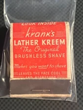 20-STRIKE MATCHBOOK - KRANK'S LATHER KREEM - ZYMOLE TROKEYS THROAT - STRUCK!