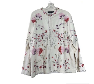 National Geographic Embroidered Floral Blazer Jacket Size XL Festival Bohemian ￼