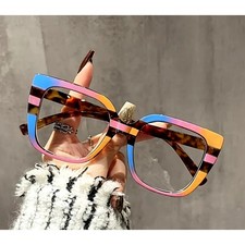 Women's Anti-Blue Light Oversized Cat Eye Glasses Chic Y2K Leopard Print