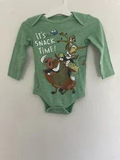 Disney Baby Boy Lion King Simba Timon Pumba Long Sleeve Bodysuit Light Green 12M