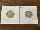 1924 & 1934 D U.S. Buffalo Nickels Old Antique Indian Head 5 Cent Coins