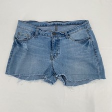Old Navy Womens Curvy Cutoff Jean Shorts Blue Distressed Medium Wash Stretch 8