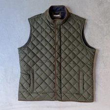 Peter Millar Essex Quilted Travel Vest Mens Extra Large XL Green Diamond Fleece 