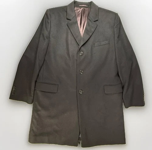 Charles Tyrwhitt Overcoat Zanieri Italian Cashmere/Wool 48R Navy Surgeon Cuff video thumbnail