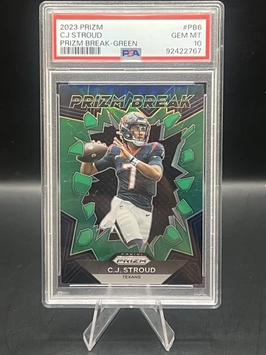 2023 PANINI PRIZM PRIZM BREAK GREEN PRIZM #PB6 CJ STROUD ROOKIE RC PSA 10 🔥