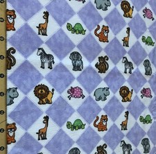Zoo Animals Purple Flannel fabric sold by the yard 2405