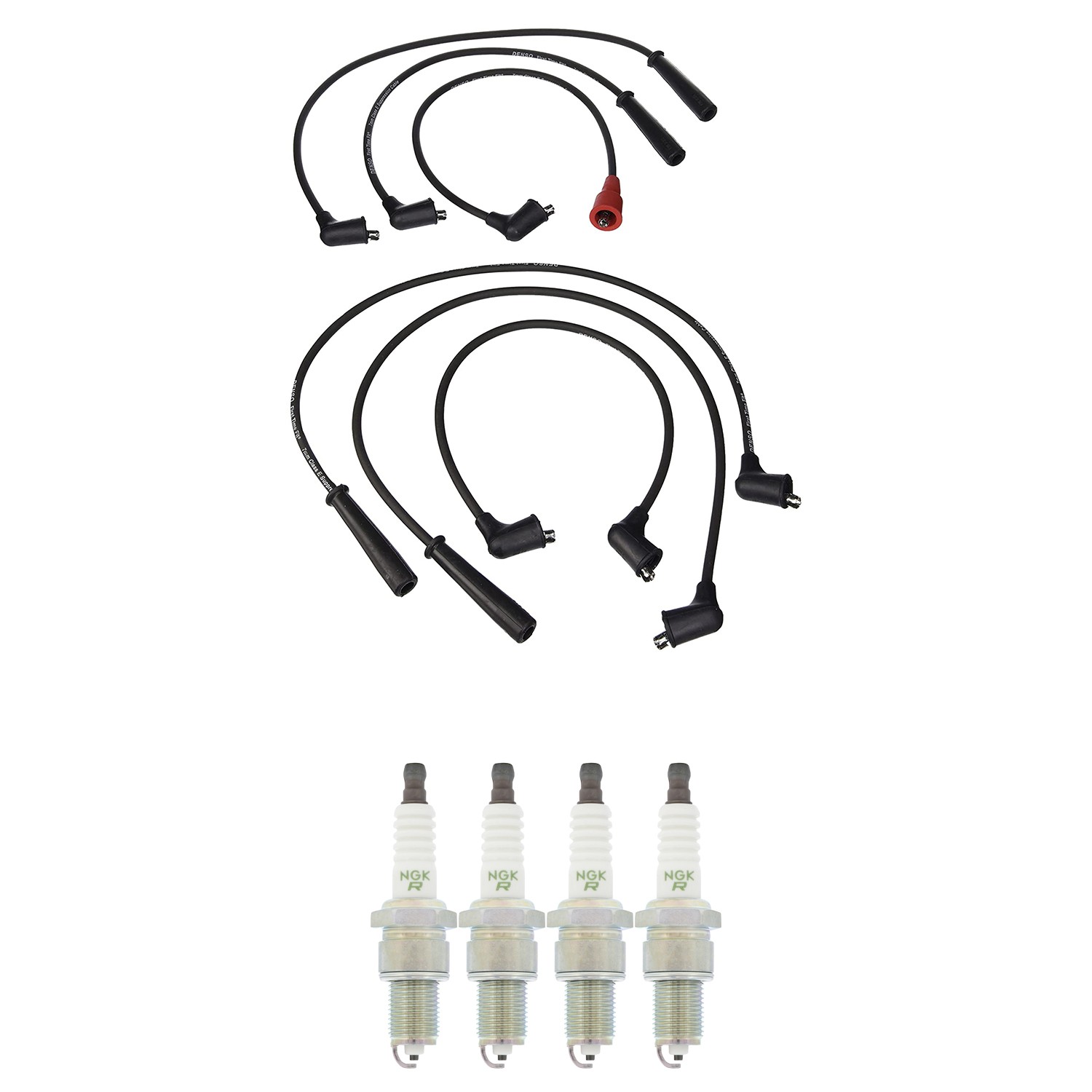 Denso Ignition Wires and NGK Spark Plugs Kit for Isuzu I-Mark 1985-1989 1.5L L4