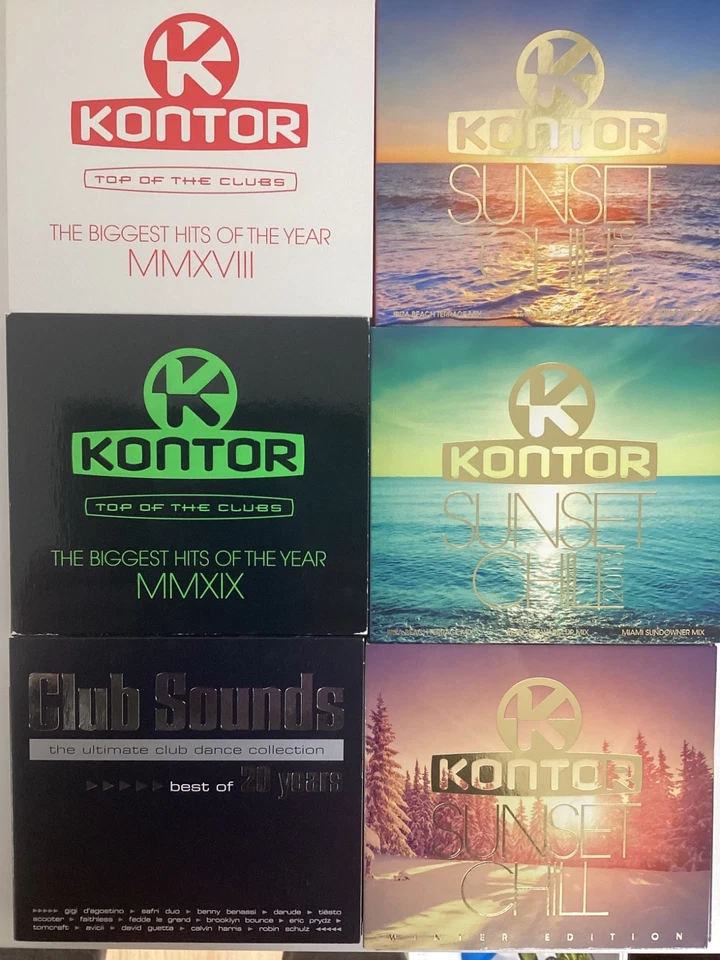 Kontor Top of the Clubs Hits Year 2018 + 2019, Sunset Chill 2013 + 2015 + Winter