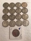 Walking Liberty Half Dollar lot Of 17 Silver Coins, $8.50 Face
