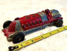 Hubley Cast Iron Race Car 22 Red And Silver 7.5"