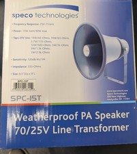 Speco Technologies SPC-15T Weatherproof PA Horn Speaker 15W/30W New in Box