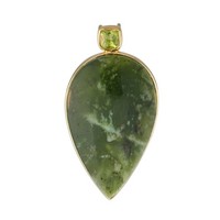 AnhäNger Aus Nephrit Und Peridot, Vergoldetes Silber