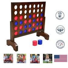 Portable Giant 4 in a Row Wooden Game - 2-Foot Width with Carrying Case