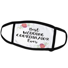 3dRose Best Wedding Coordinator Ever Floral Pink Watercolor Face Mask Medium