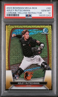 2023 BOWMAN MEGA BOX CHROME #40 ADLEY RUTSCHMAN ROOKIE RC 21/75 PSA 10